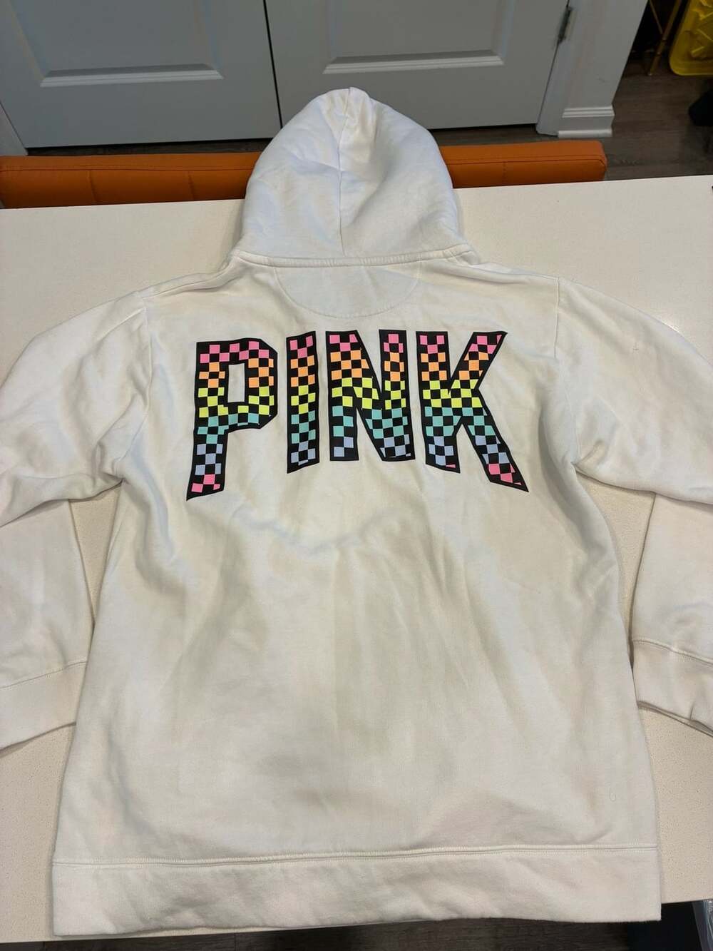 Pink Victoria'S Secret Sherpa Laced Hoodie Size L